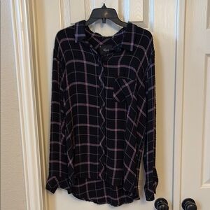 Rails Black and PinkPlaid Button-Up Shirt